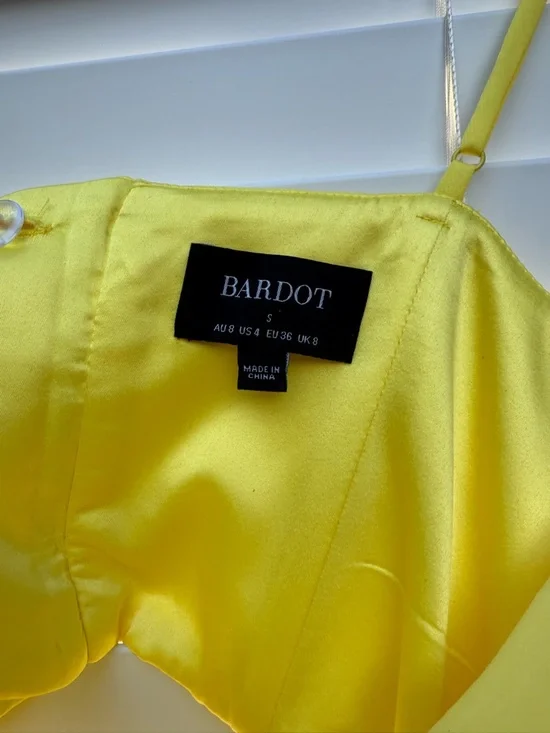 Bardot Lemon Yellow Satin Corset Maxi Dress - Picture 7 of 10